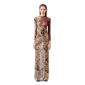 1-RedFloralDress Duc Studio RED FLORAL TATTOO ALL OVER DRESS