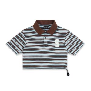 SWE Stripe Crop Polo 上衣(藍)
