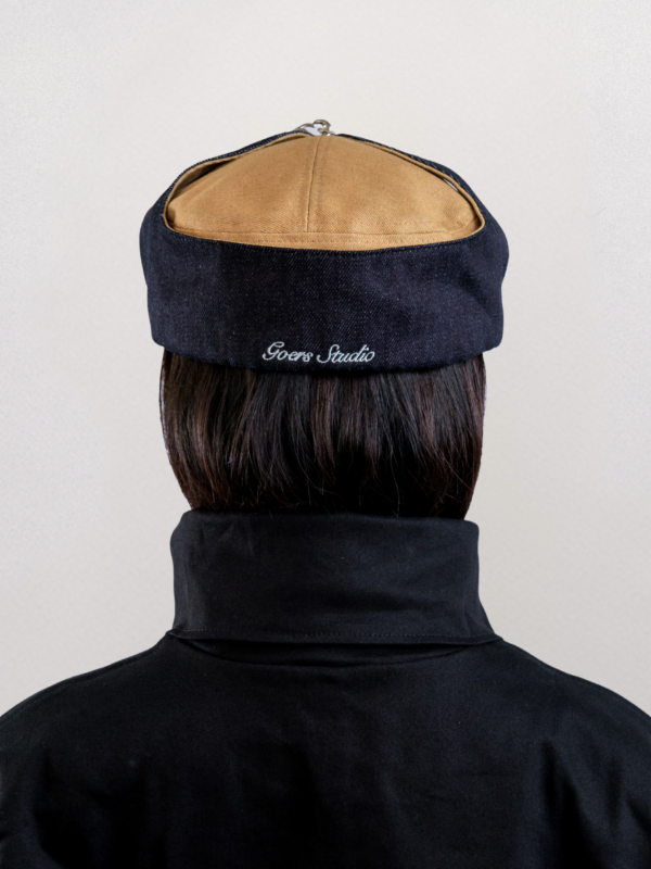 120 Goers Studio Bennett Denim Hat in Beige & Black