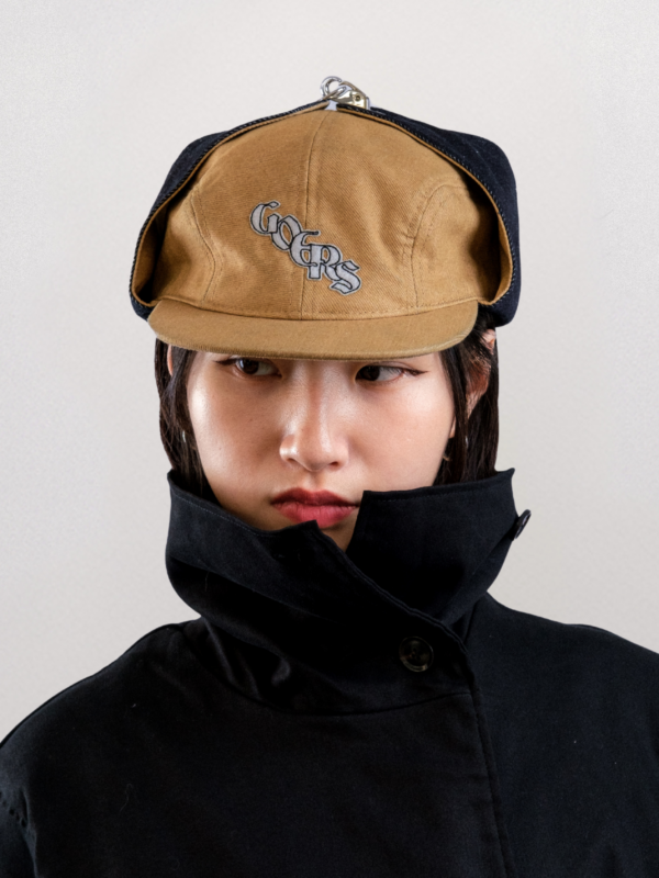 121 Goers Studio Bennett Denim Hat in Beige & Black