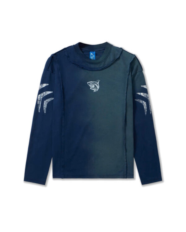DKILLUMINATE｜SHARK HALF-WASHED BLUE LONGSLEEVE