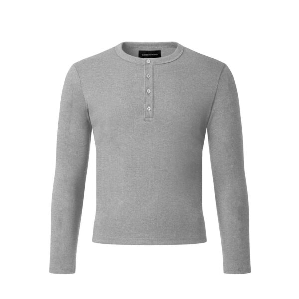 MAVERIK STUDIO｜MAVERIK® BUTTON RIB SLIM FIT LONGSLEEVE T-SHIRT ( GREY )