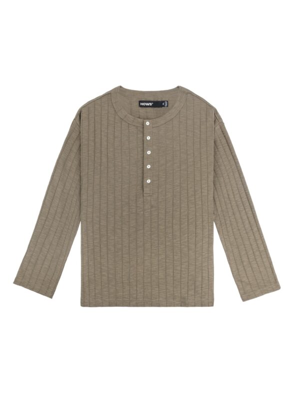 HOWS｜Fitted LONG Sleeve Henley T-shirt / MOSS