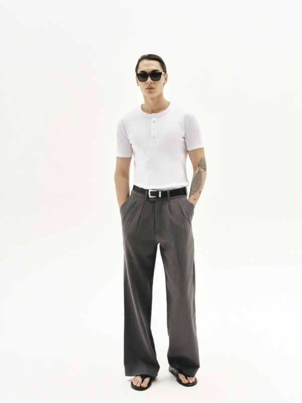 MAVERIK STUDIO｜MAVERIK® BUTTON RIB SLIM FIT T-SHIRT ( WHITE )