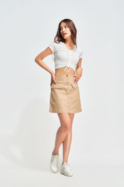 COUPLETX｜Tee Kiểu Nữ Croptop Rút Dây