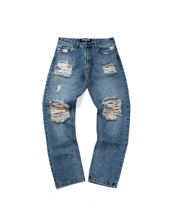 STRESSMAMA Fw25 Shredded Jeans 牛仔褲(藍)