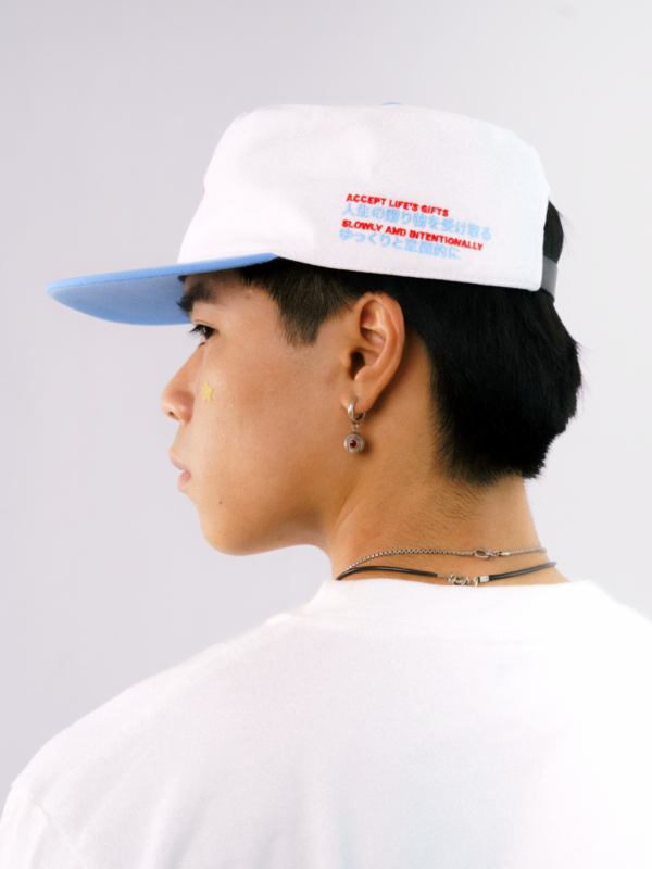 Goers Studio Signature Pillbox Cap in Blue & White