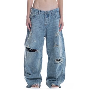 CATALOGUESSMA0105 STRESSMAMA Ssma Distressed Raw Hem Jeans 牛仔褲(藍)