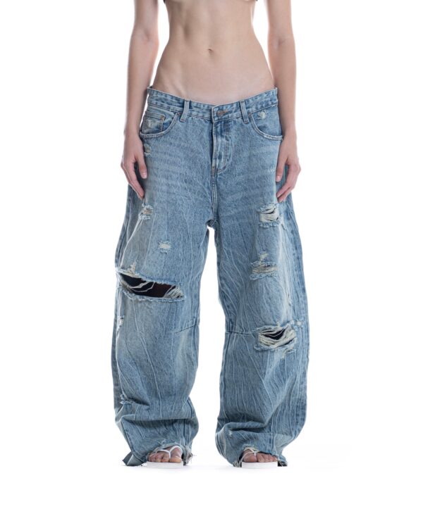 STRESSMAMA Ssma Distressed Raw Hem Jeans 牛仔褲(藍)