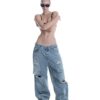 STRESSMAMA Ssma Distressed Raw Hem Jeans 牛仔褲(藍)