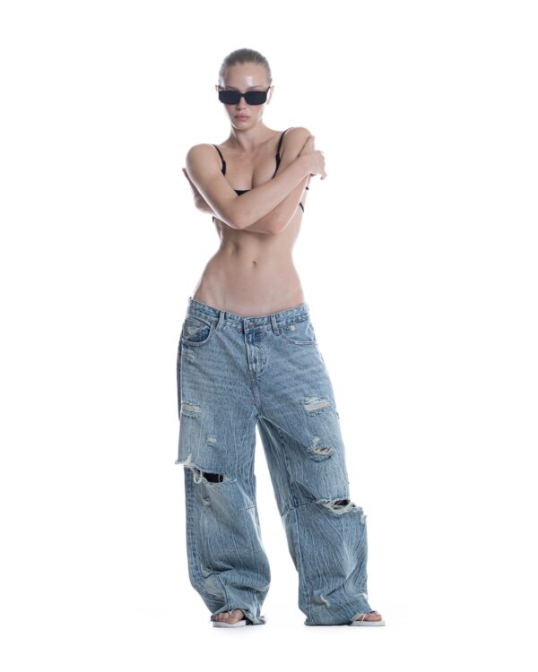 STRESSMAMA Ssma Distressed Raw Hem Jeans 牛仔褲(藍)