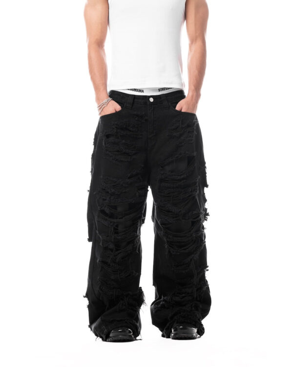 STRESSMAMA Mamafia Distressed Jeans 牛仔褲(黑)