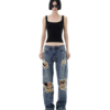 STRESSMAMA Fw25 Shredded Jeans 牛仔褲(藍)