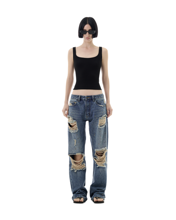 STRESSMAMA Fw25 Shredded Jeans 牛仔褲(藍)