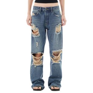 DSC_9083 STRESSMAMA Fw25 Shredded Jeans 牛仔褲(藍)