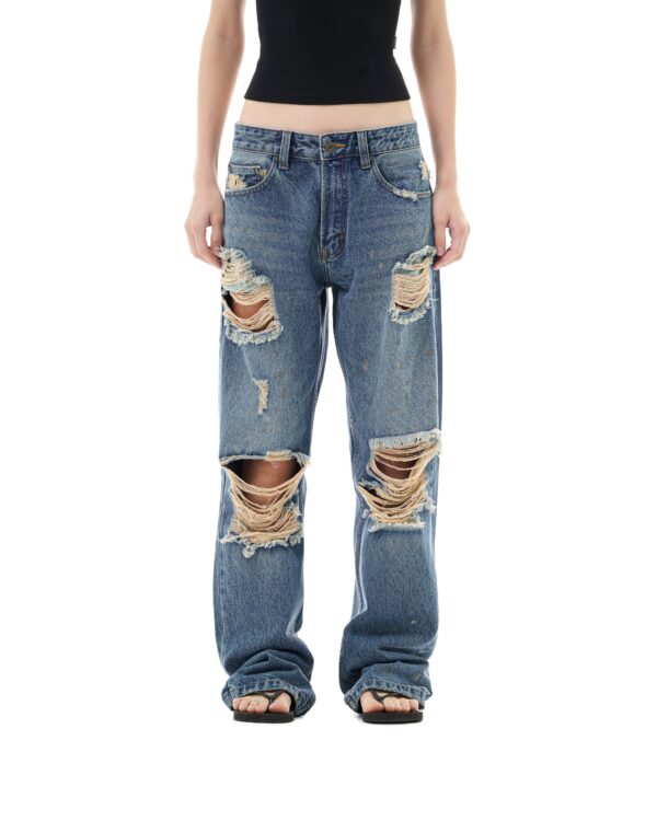 STRESSMAMA Fw25 Shredded Jeans 牛仔褲(藍)