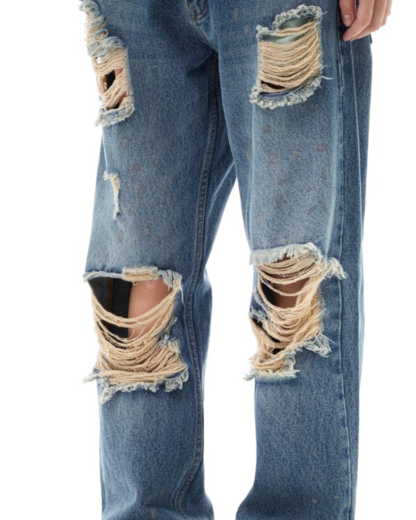 STRESSMAMA Fw25 Shredded Jeans 牛仔褲(藍)