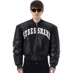 DSC_9729 STRESSMAMA Fw25 Leather Bomber Jacket 外套(黑)