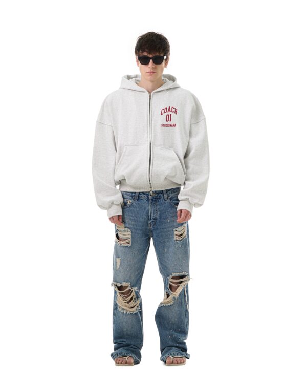 STRESSMAMA Fw25 Pt University Zip Hoodie 帽T(灰)