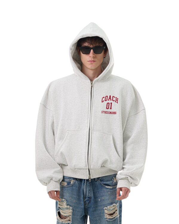 STRESSMAMA Fw25 Pt University Zip Hoodie 帽T(灰)