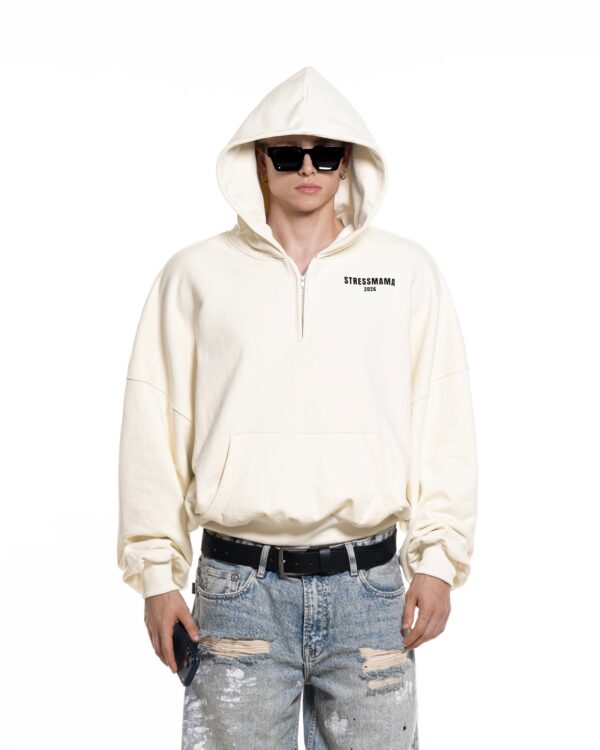 STRESSMAMA Summer26 Curated Quarter Zip Hoodie 帽T(奶油)