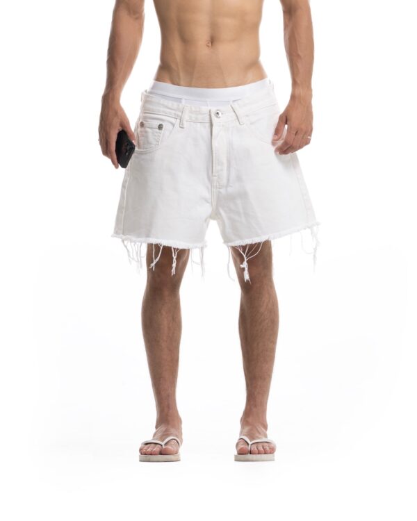 STRESSMAMA Summer26 Ripped Denim Shorts 牛仔褲(白)