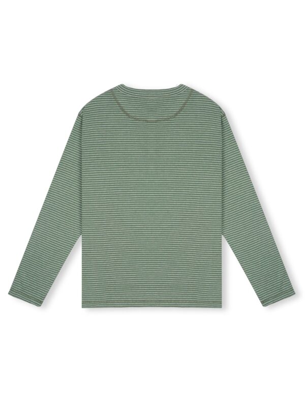 HOWS｜Striped Henley LONG Sleeve T-shirt / MOSS