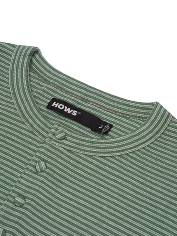 HOWS｜Striped Henley LONG Sleeve T-shirt / MOSS