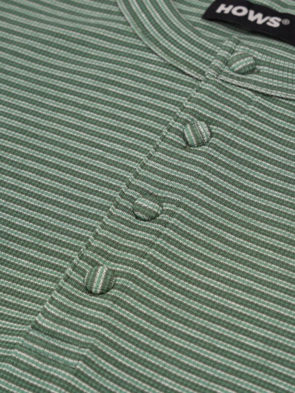 HOWS｜Striped Henley LONG Sleeve T-shirt / MOSS