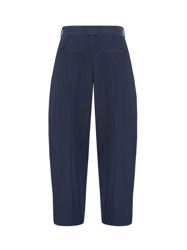 HOWS｜Silent Structure Pleated Pants WITH BELT / Striped NAVY