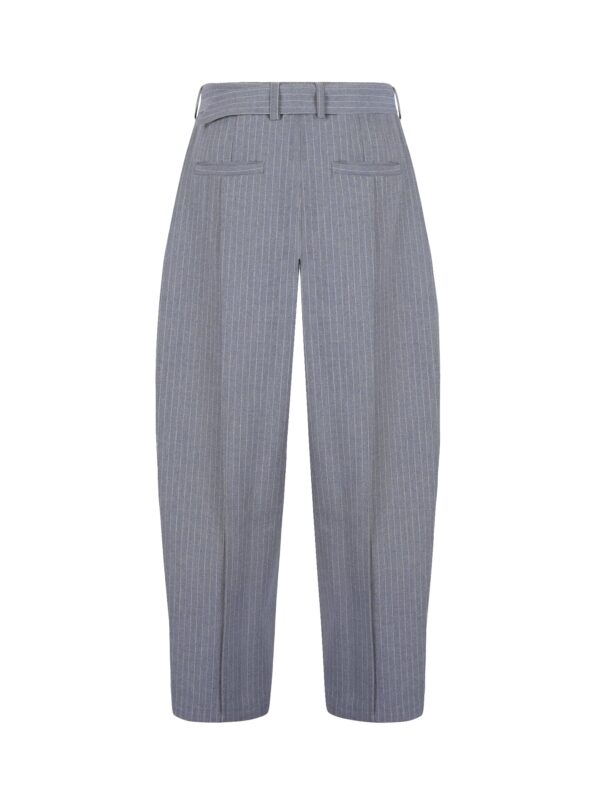 HOWS｜Silent Structure Pleated Pants WITH BELT / Striped GREY