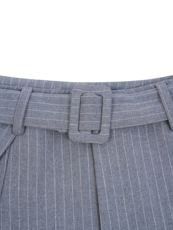 HOWS｜Silent Structure Pleated Pants WITH BELT / Striped GREY