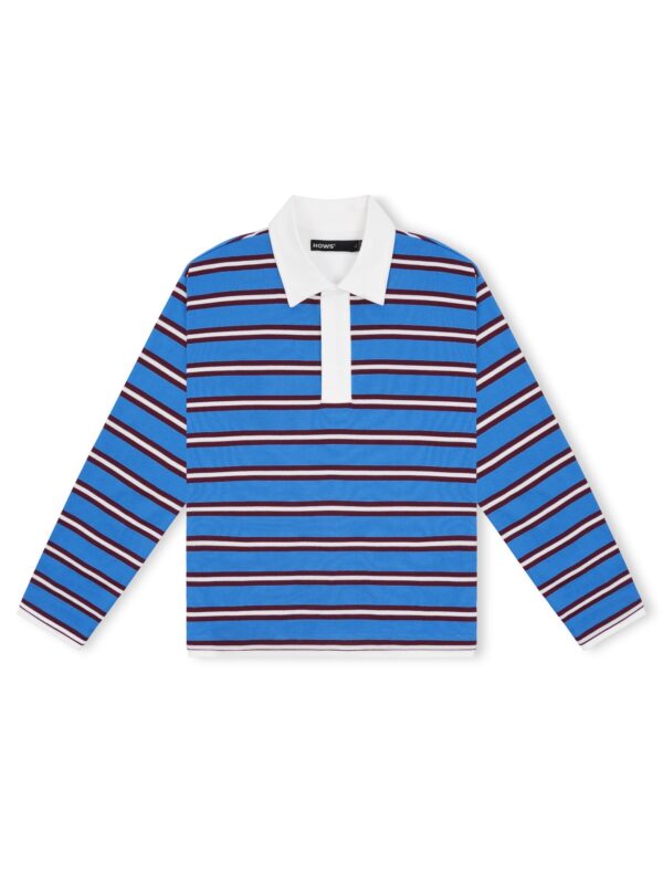 HOWS｜OLD School Striped POLO V.2 / NAVY X White
