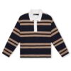 HOWS｜OLD School Striped POLO V.2 / Brown X NAVY
