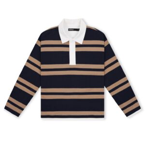 HOWS｜OLD School Striped POLO V.2 / Brown X NAVY