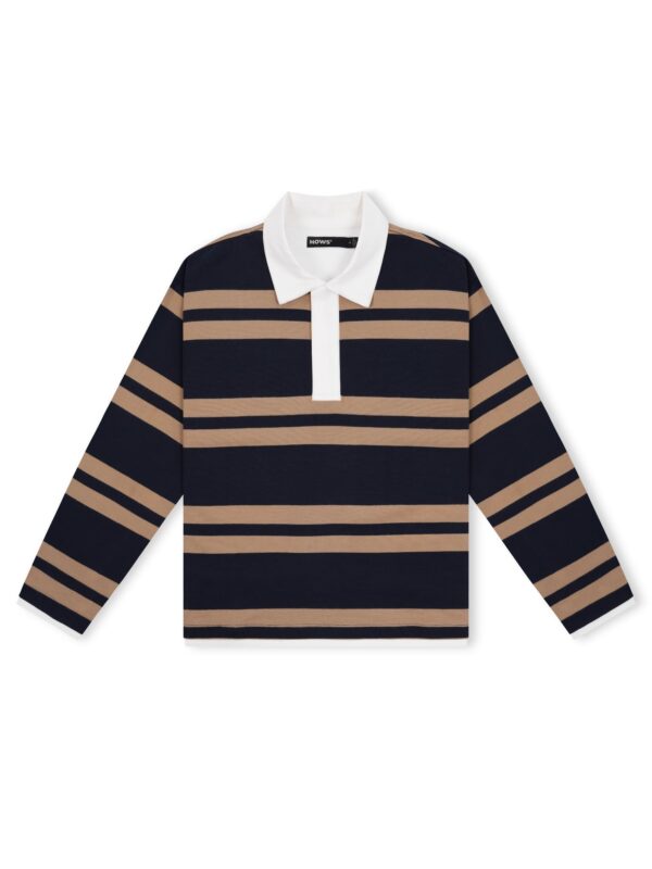 HOWS｜OLD School Striped POLO V.2 / Brown X NAVY