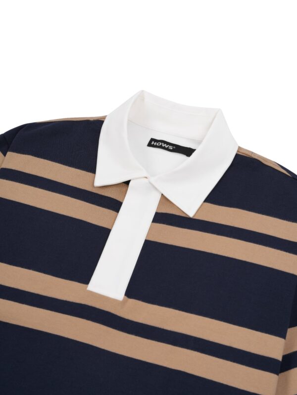 HOWS｜OLD School Striped POLO V.2 / Brown X NAVY