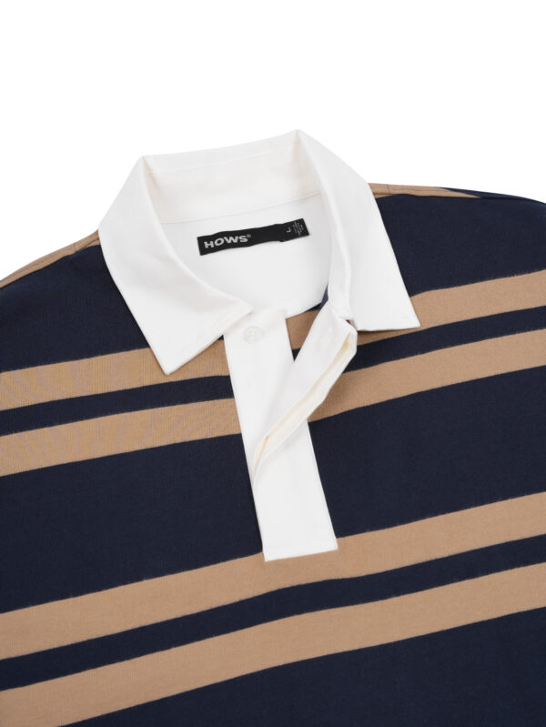HOWS｜OLD School Striped POLO V.2 / Brown X NAVY