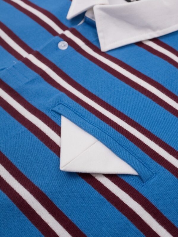 HOWS｜OLD School Striped LONG Sleeve POLO / NAVY X White