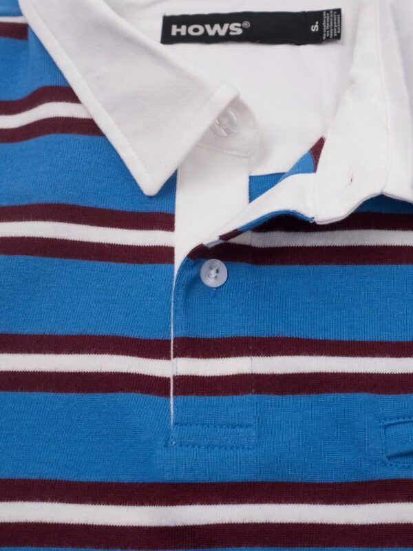 HOWS｜OLD School Striped LONG Sleeve POLO / NAVY X White