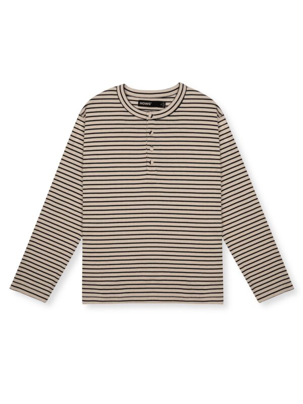 HOWS｜Striped Henley LONG Sleeve T-shirt / Cream