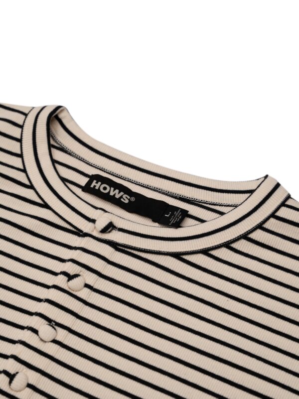 HOWS｜Striped Henley LONG Sleeve T-shirt / Cream
