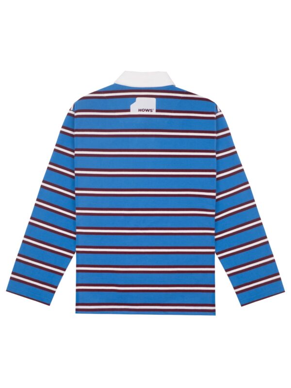 HOWS｜OLD School Striped LONG Sleeve POLO / NAVY X White