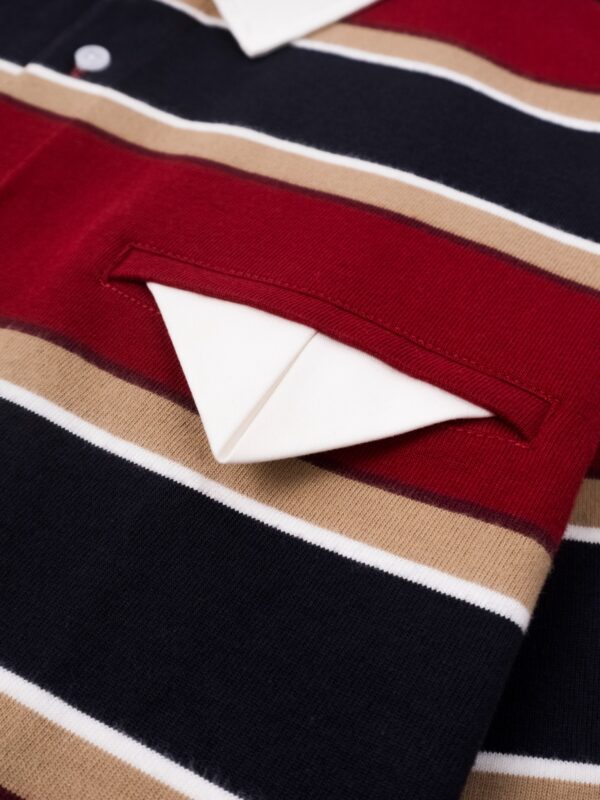 HOWS｜OLD School Striped LONG Sleeve POLO / RED X NAVY