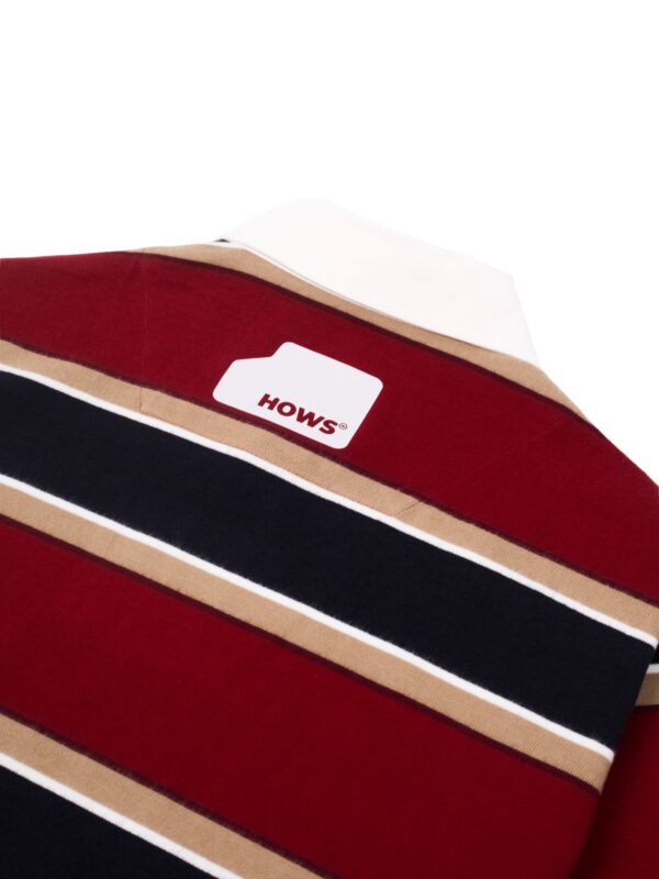 HOWS｜OLD School Striped LONG Sleeve POLO / RED X NAVY