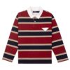HOWS｜OLD School Striped LONG Sleeve POLO / RED X NAVY