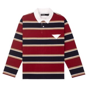 HOWS｜OLD School Striped LONG Sleeve POLO / RED X NAVY