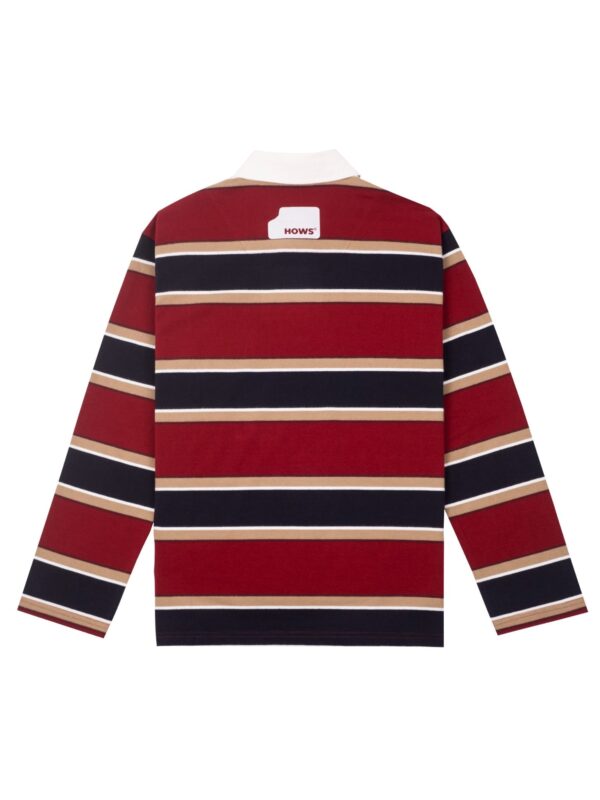 HOWS｜OLD School Striped LONG Sleeve POLO / RED X NAVY