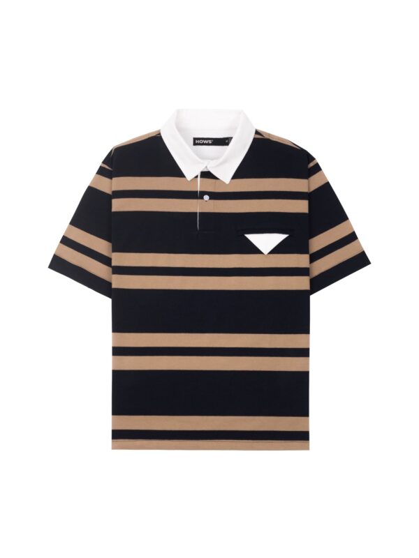 HOWS｜OLD School Striped POLO / Brown X NAVY