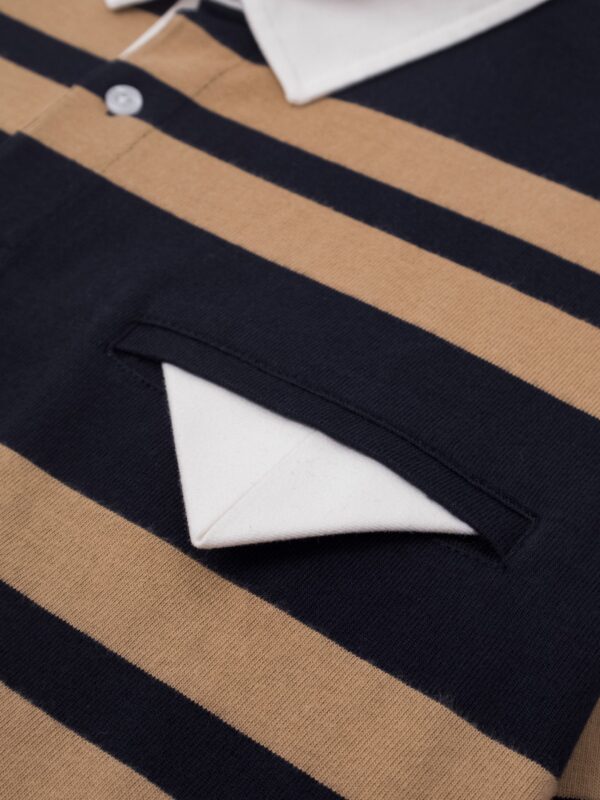 HOWS｜OLD School Striped LONG Sleeve POLO / Brown X NAVY